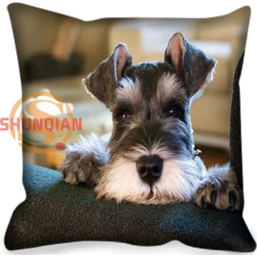 Ymo&100 New Custom Miniature Schnauzer dog Decorative Pillowcase Square Zipper Print Throw Pillowcase Cover More Size H0301#100