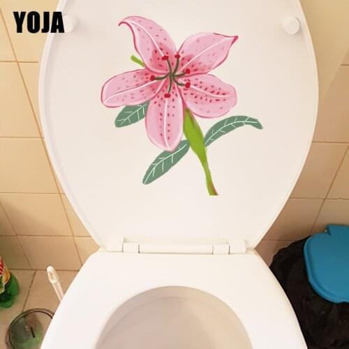 YOJA 19*20.6CM Cartoon Pink Lily Childern Bedroom Decor Home Wall Toilet Sticker T1-0669