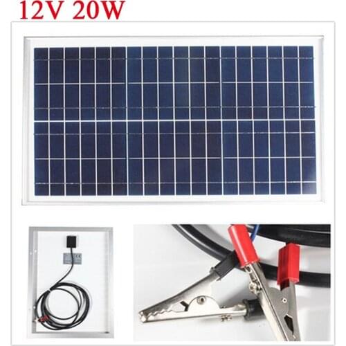 12V 20W 466mm x 357mm x 23mm Polycrystalline Solar Panel With 3M Cable