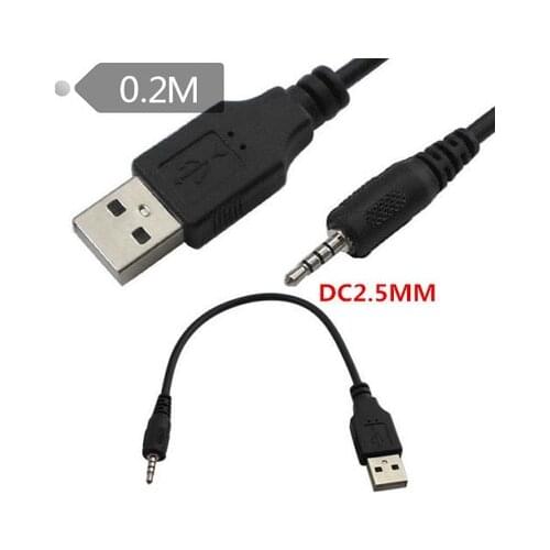 20cm 2.5mm Male Jack Plug to USB 2.0 Male Data Extender Audio Cable for MP3 Car