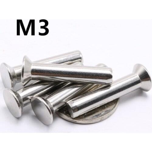 200PCS M3x5/6/8/10/12/14/16/18/20/25/30mm 304 Stainless Steel Flat Countersunk Head Solid Rivet GB869 for Label Name Plate