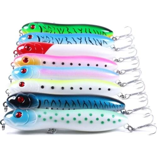 8PC Snake Head Pencil Fishing lure 10cm 16g Floating Crankbait Sea Bass Pike Topwater 3D Eyes Hard Plastic Fishing Wobblers