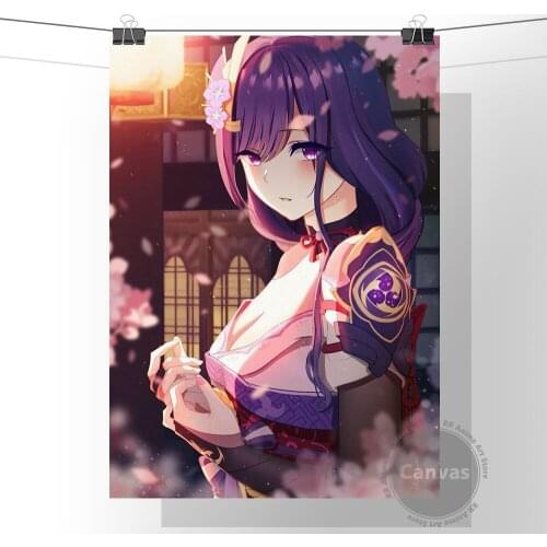 Anime Raiden Ei Genshin Impact Poster Pictures Home Manga Decoration Paintings Canvas HD Prints Wall Art Modular Living Room