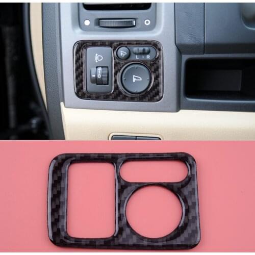 Car Black Carbon Fiber Headlight Button Panel Frame Cover Trim Decor Fit For Honda CR-V 2007 2008 2009 2010 2011 LHD