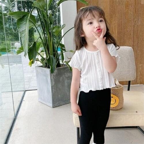 Children T-Shirt Kids Girls Korean Style Short Sleeves Breathable Summer Casual T-Shirt Outwear Children Cotton Blouse Tops
