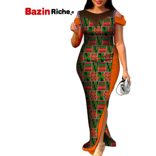 V Neck Print Half Sleeve Long Dress Elegant Casual Loose Vestidos Lady Wedding Party Clothing Side Fork Sexy Women Skirt WY248