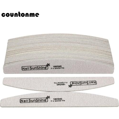 100Pcs Strong Stick Wood Nail File 180/240 Thick Sandpaper Files Grey Manicure Sanding Block Washable Nail Care Glitter Tools