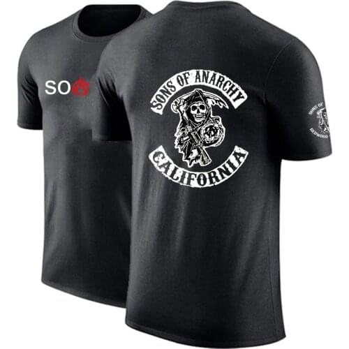2021NEW Summer New Solid TShirt Men Causal O-Neck Sons Of Anarchy T-Shirts Male High Quality Classical SAMCRO Tops Short Sleeve