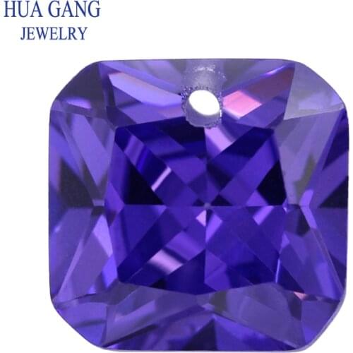 Violet Loose CZ Stones Beads Gem With Hole AAAAA Square Shape Cubic Zirconia Stone For Jewerly Making 4x4~12x12 High Quality