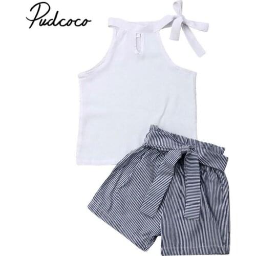 Pudcoco Girls Clothing Sets 2019 Summer Cotton Vest Two-piece Sleeveless Children Sets Casual Fashion Girls Clothes Suit Skirt