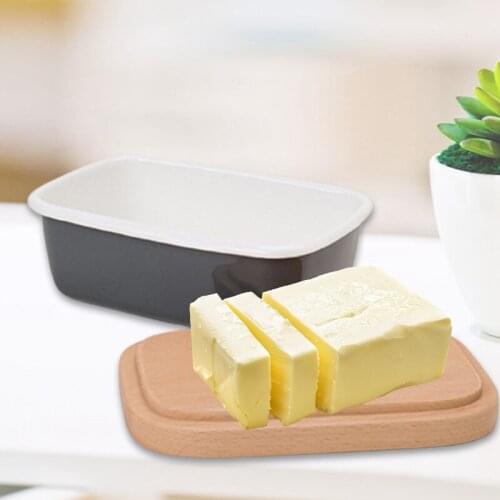 Butter Box Dish Fruit Preserve Storage Box New Butter Container with Wooden Lid Cover Kitchen Accessories Storage Container Box