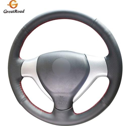 BlackGenuine leather Car Steering Wheel Cover for Honda City 2007-2008 Fit 2007-2008 Jazz 2007-2008