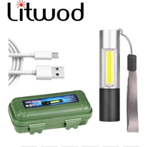 Mini LED Flashlight Super Bright USB Rechargable 3 Modes COB XP-G Q5 Torch Waterproof Portable for Camping Night Light