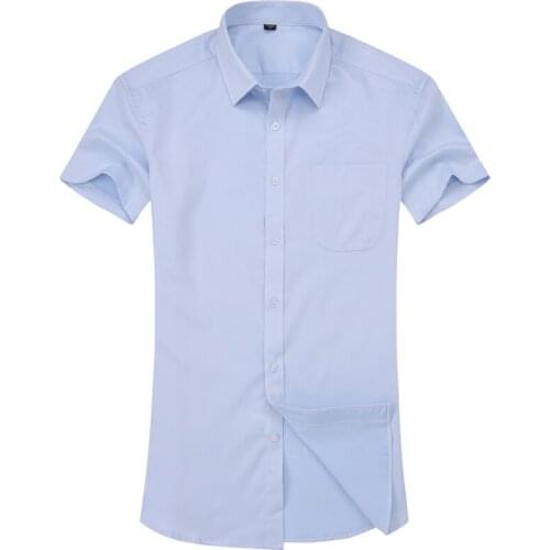 Short Dress Mens Casual Sleeved Shirt Twill White Blue Pink Black Male Regular Fit Shirt Men Social Shirts 4XL 5XL 6XL 7XL 8XL