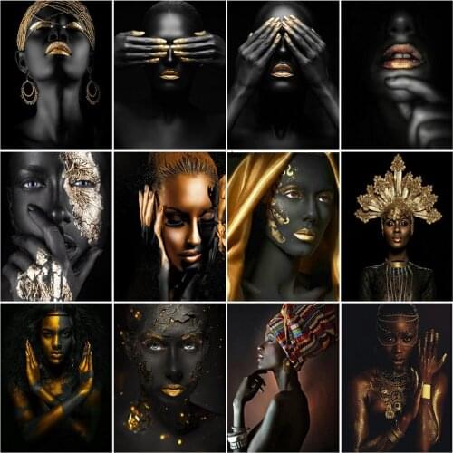 AZQSD DIY Paint By Numbers African Woman Drawing On Canvas Frame Painting By Number Figure Kits Handpainted Unique Gifts