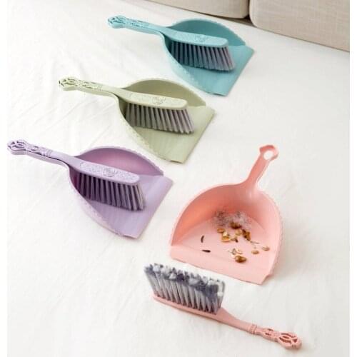 1Set Desktop Broom and Dustpan Set Household Dust Pan and Brush Household Cleaning Tool Table Dustpan Broom Dust Sweeper Grabber