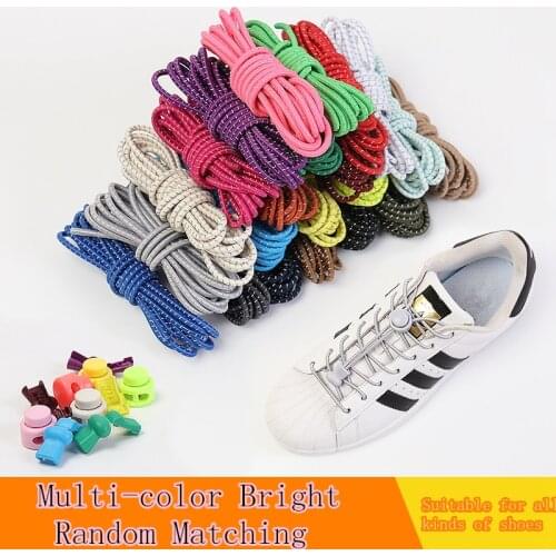 New Fashion Reflective Shoelaces Elastic No Tie Shoe laces Round Stretching Locking Shoelace Leisure Sneakers Quick Lazy laces