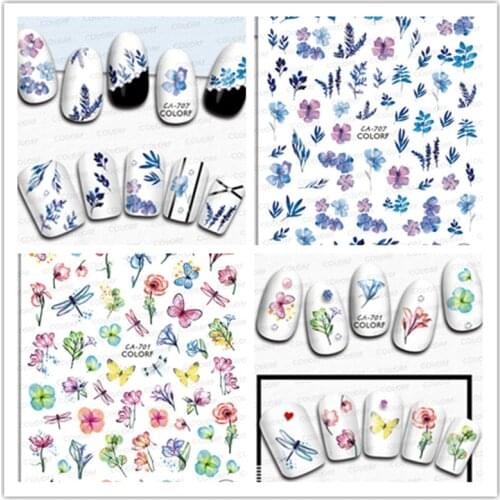 15 Styles New Nail Sticker Spring Flower Nail Sticker Nail Art Decoration Decals DIY Manicure Sticker Accesoires Nail Art Design
