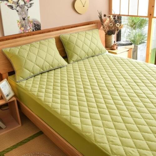 Solid Color Soft Sanding Quilted Mattress Cover King Twin Single Size Anti-mite Bed Pad Protector Cover Not Including Pillowcase