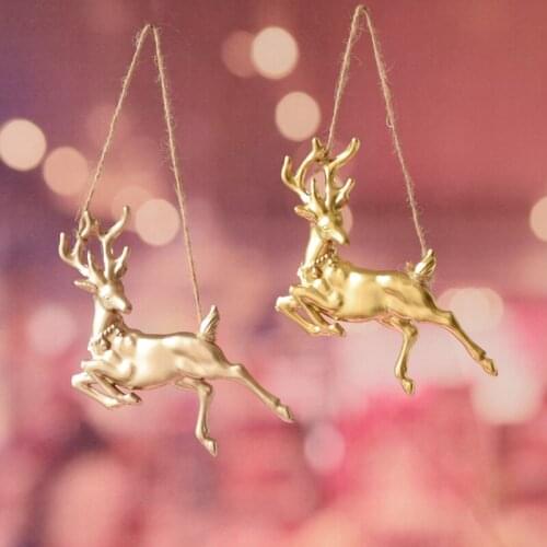 Golden Fawn Pendant Christmas Ornament Window Ornament Elk Kindergarten Wall Atmosphere Decoration Party