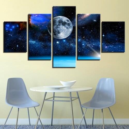 Poster Starry Sky and Earth In Outer Space Home Canvas Painting Wall Decoration Use In Living Room and Bedroom