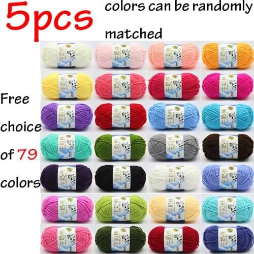 Hand Knitting Yarn 5 Pcs X 50 G 79 Colours Milk Cotton Yarn Wool Crochet Yarn Wool for Knitting Acrylic Wool for Crochet Set