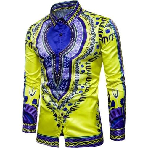 3D printed shirts fashion mens shirts long chemise homme casual camiseta masculina hip hop dress shirt African national wind