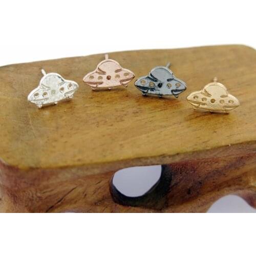 TianBo New Boho Jewelry Stainless Steel Earings Unique Alien UFO Stud Earrings For Women Boucle d'oreille Femme
