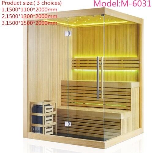 Indoor sauna room 4.5kW heater African white wood Sauna House with LED Ceiling M-6031