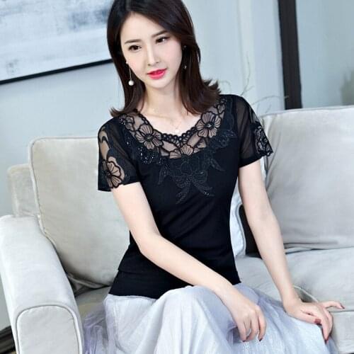 Womens Ballroom Dancing Wear Short Sleeved Lace Blouse Diamond Mesh Dancing Short Modern Ballroom Dancing Shirt Plus Size D0678