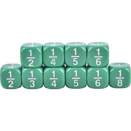 10pcs Fractional Dice 16mm Acrylic Dice Number Dice Educational Kids Math Toys
