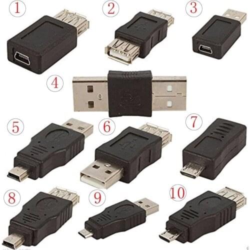 10pcs/lot OTG 5 pin F/M changer adapter converter USB male to female micro mini plug for computer tablet pc mobile phone