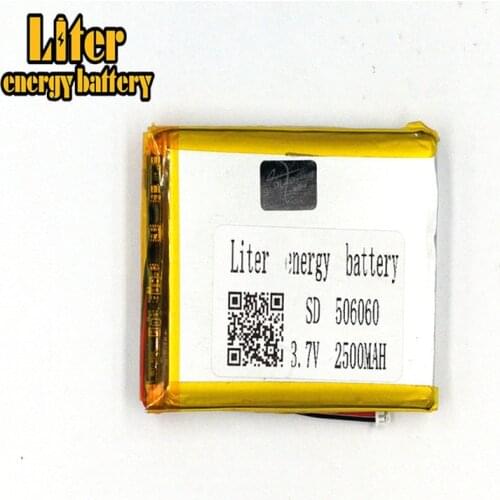1.25MM 2pin connector 3.7 V 506060 2500mah Li-ion polymer battery e-books GPS PDA Recreational machines MP4 MP5 battery