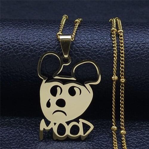 2021 Mood Stainless Steel Charm Necklaces for Men/Women Gold Color Bead Pendant Necklace Jewelry colgante mujer N4204S02