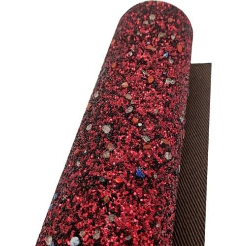3D Stone Sequins Dark Multicolored Chunky Glitter Faux Leather Fabric Sheet For Wallpaper/DIY Accessories/Decorative