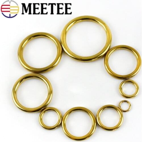 5pcs Meetee 7-51mm Pure Brass O Rings Buckle Keychain Seamless ring Belt Hang Buckles DIY Leather Crafts Hardware Accessories
