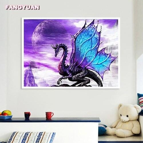 5D Diy Diamond Painting Dragon Diamond Embroidery Animal Cross Stitch Resin Pictures European and American Style Home Decoration