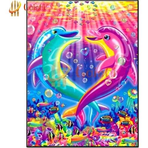 Full drill square round diamond painting Dolphins, marine animal scenery diamond rhinestones diamond embroidery cross stitch