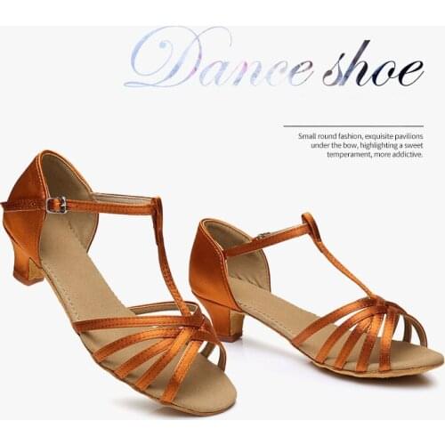 New Satin Latin Dancing Shoes Party Tango Professional Ballroom Soft Sole Dance Shoes for Women Girls Kid Adult Heel 4cm A183X