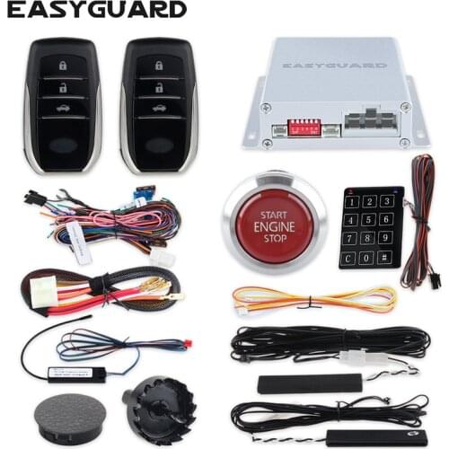 EASYGUARD PKE alarm system car with remote engine start push button start touch password keypad entry alarm car keyless entry