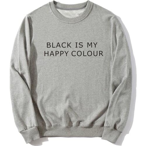 Black is my happpy color print hoodies for women fall coat winter casual pullovers womens clothing hipster drop shipping