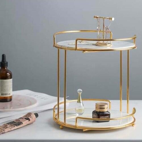 Goddess Luxuly Marble Double Layer Cosmetic Storage Rack Desktop Jewelry Perfume Box Plate Party Cake Dessert Display Stand