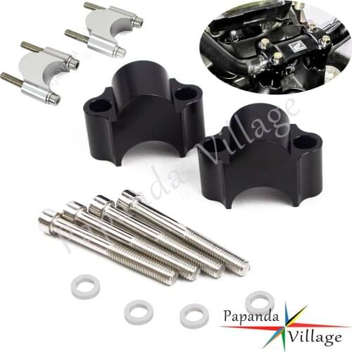 Black Aluminum 30mm Rise Handlebar Riser1-1/8" Fat Bar Clamp Mount 22mm/28mm For BMW Kawasaki Triumph 7/8" Handle Bar Riser