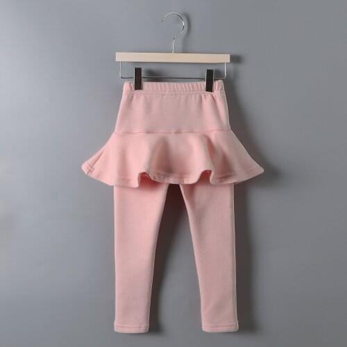 Children Clothing 2021 Spring Autumn Winter Models Girls Fake Two-Piece Solid Color Skirt Pants Casual Leggings Pure Cotton