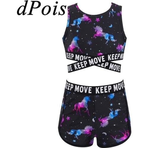 Fashion Kids Girls Swimwear Children Crop Tops and Shorts Childs Tracksuit Fitness Ballet Gym Exercise Summer Children Clothing