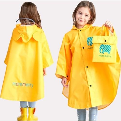 Kids Rain Jackets Cartoon Boys Girls Rain Coat Hooded Waterproof Clothes For Baby Solid Pink 2-15Y Childrens Rainwear Coat
