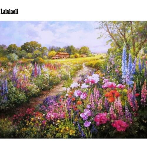5d diy diamond painting cross stitch natural garden flower landscape stitch diamond embroidery mosaic pattern decoration crafts