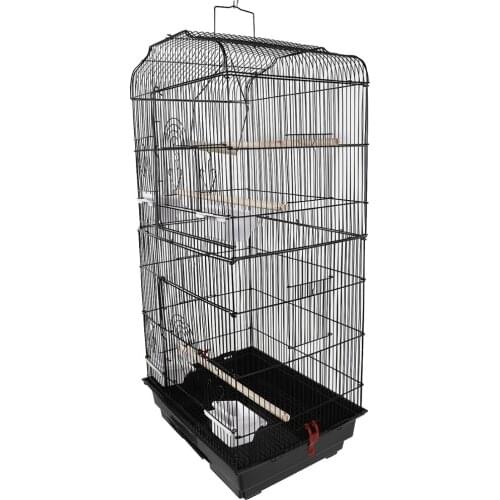 37" Bird Parrot Cage Canary Parakeet Cockatiel LoveBird Finch Bird Cage with Wood Perches & Food Cups Black
