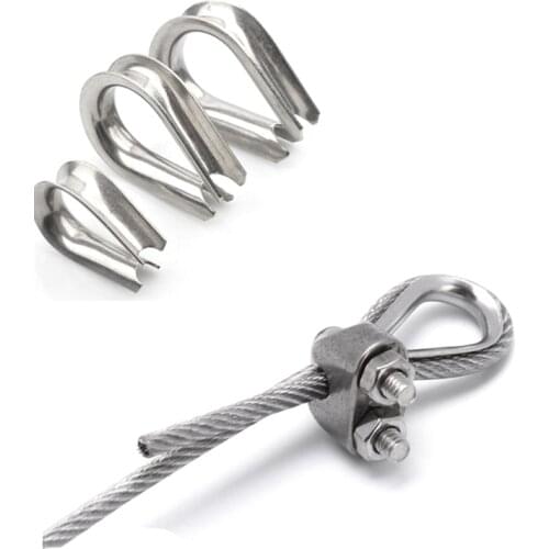 10pc 304 Steel wire rope protection ring U Cable Thimbles Clamps Rigging fasteners Anchor Line Loop Boat Sleeve Clip Fittings