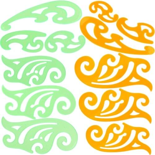 LMDZ 6Pcs Set Plastic French Curve Ruler Drawing Tool Curve Template Multi Cloud Shape Drawing Tool Comma Shape Measuring Tools